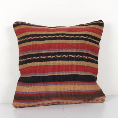 Turkish Kilim Pillow Covers, Kilim Pillow Vintage Cushion Cover Tribal Pillows Sofa Art, Traditional Kilim Style Cushion 16'' x 16''