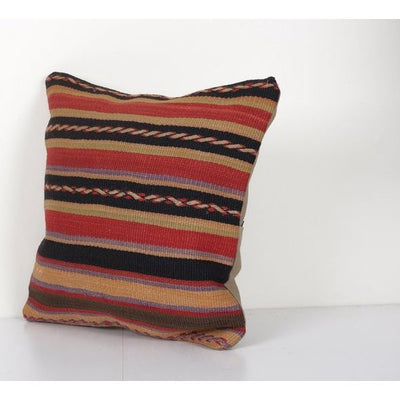 Turkish Kilim Pillow Covers, Kilim Pillow Vintage Cushion Cover Tribal Pillows Sofa Art, Traditional Kilim Style Cushion 16'' x 16''