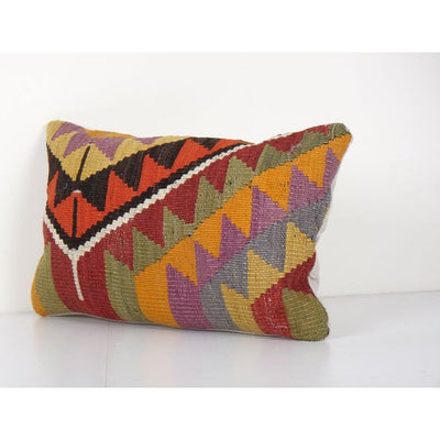 Turkish Colorful Bed Pillow Cover, Anatolian Kilim Cushion Cover Pillow Cases Made from a Vintage Anatolian Textile 14'' x 22''