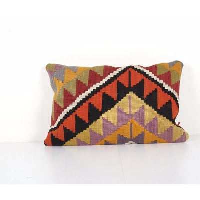 Turkish Traditional Motif Kilim Pillow Cover, Home Decor Cushion 16'' x 24''