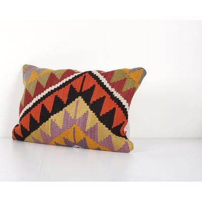 Turkish Traditional Motif Kilim Pillow Cover, Home Decor Cushion 16'' x 24''