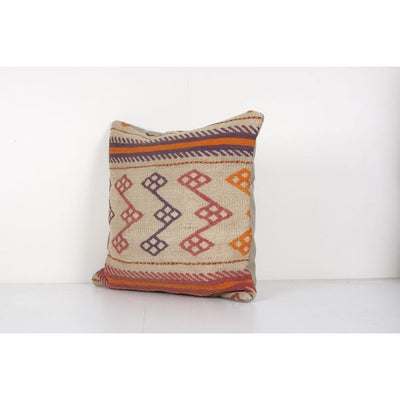 Handmade Wool Hemp Organic Kilim Pillow, Boho Pillow, Tribal Couch Pillow, Handmade Turkish Square Cushion 24'' x 24''