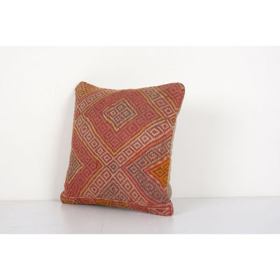 Oriental Boho pillow Kilim pillow cover Chair pillow Small Oblong, Red Turkish Cicim Lumbar Kilim Pillow 16x16