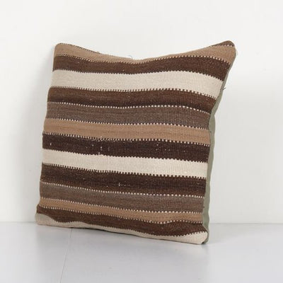 Turkish Kilim Pillow, Turkey Pillow, Boho Couch Pillow, Kilim Cushion Cover, Hemp Organic Kilim Pillow Cover 16'' x 16''