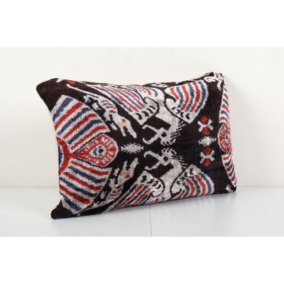 Ikat Abstract Animal Pattern Velvet Pillow Cover , Silk Ikat Velvet Pillow Cover