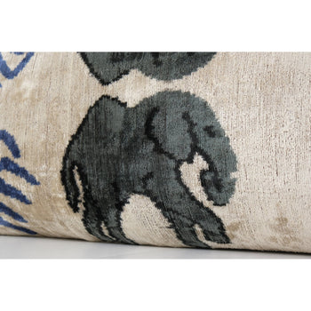 15" x 33" Ikat Elephant Pillow Pillow Cover - Silk Bedding Velvet Pillow Cover