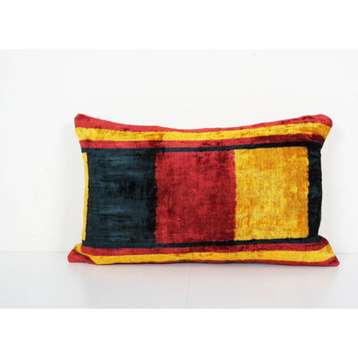 Minimalist Silk Ikat Cushion Cover, Ikat Velvet Pillowcase