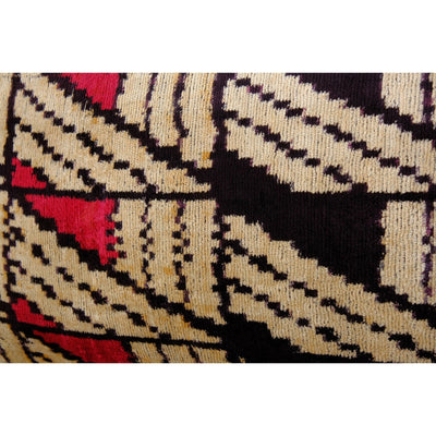 Handwoven Silk Ikat Velvet Pillowcase, Matching Brown Velvet Lumbar Cushion