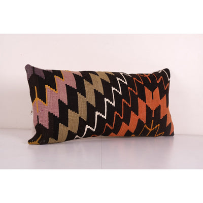 Turkish Extra Long Bedding Rug Pillow, Turkish Long Kilim Pillow Cover, Unique Nomadic Pillow Case Cover 18'' x 36''