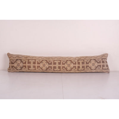 Vintage Turkish Cushion, King size Oushak Rug Bedding Pillow Cover, Vintage Sand Carpet Extra Long Pillowcase 10'' x 45''