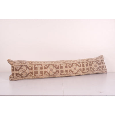 Vintage Turkish Cushion, King size Oushak Rug Bedding Pillow Cover, Vintage Sand Carpet Extra Long Pillowcase 10'' x 45''