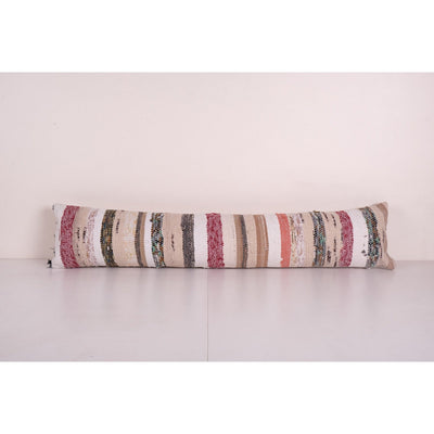 Extra Long Striped Rag Rug Lumbar Pillow Cover - Cotton Bedding Pillow - Bedroom Decor -King Size Pillow Throw Pillow 10'' x 45''