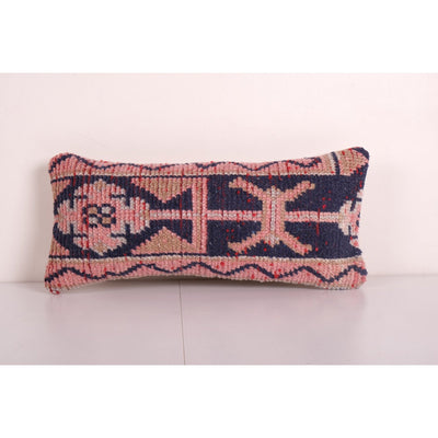 Vintage Muted Carpet Rug Bedding Pillow, Faded Ethnic Turkish Yastik Pillow, Oushak Throw Pillow Cover 9'' x 20''