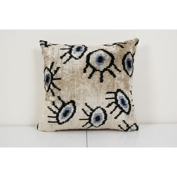 16" x 16" Ikat Eye Lumbar Pillow Cover - Silk Ikat Velvet Pillowcase