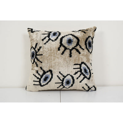16" x 16" Ikat Eye Lumbar Pillow Cover - Silk Ikat Velvet Pillowcase