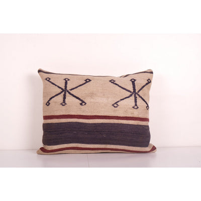 Vintage Hemp Neutral Cushion Cover, White Organic Soft Wool Striped Chair Pillow Cover, Rustic Home Decor 18'' x 24''