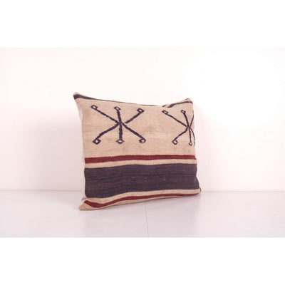 Vintage Hemp Neutral Cushion Cover, White Organic Soft Wool Striped Chair Pillow Cover, Rustic Home Decor 18'' x 24''