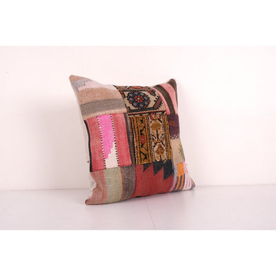 Hand Embroidery Patchwork Kilim Rug Pillow Cover, Home Decoration Cushion 19'' x 19''