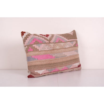 Queen Boho Woven Pink Bedding Kilim Pillow Cover, King Long Bed Cushion, Farmhouse Bed Decor 20'' x 28''