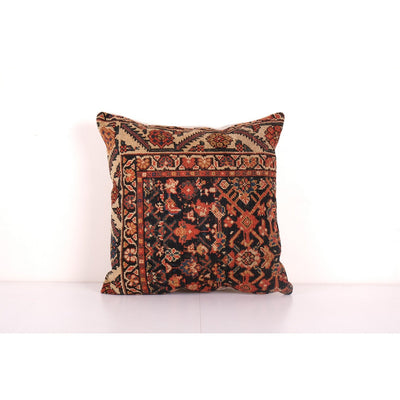 Large Rustic Square Size Caucasian Rug Pillow, Hand Knotted Cushion Cover 23'' x 23''