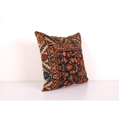 Large Rustic Square Size Caucasian Rug Pillow, Hand Knotted Cushion Cover 23'' x 23''