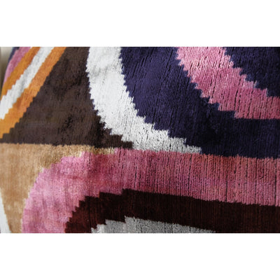 Pair Silk Ikat Velvet Pillow, Set of Two Silk Ikat Lumbar Cushion Cover