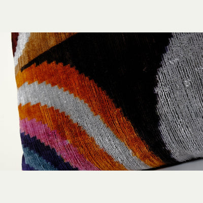 Ikat Velvet Pillow, Silk Ikat Lumbar Cushion Cover, Colorful Ikat Lumbar Pillows