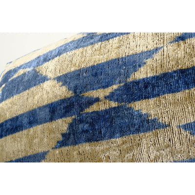 Pale blue Uzbek Ikat Velvet Pillowcase - Hand loomed Silk Ikat Lumbar Pillow