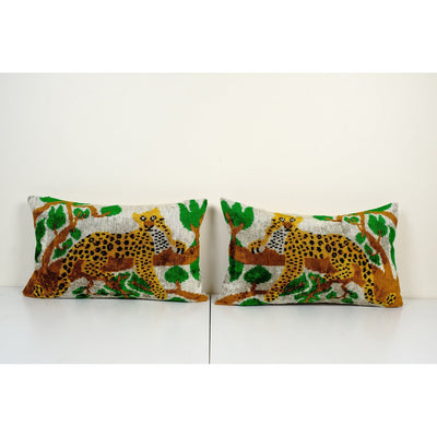 Set of Two Ikat Velvet Pillow Cover, Pair HandmadeTiger Silk Velvet
