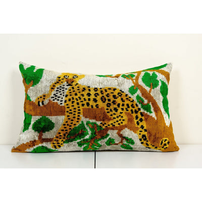 Ikat Velvet Pillow Cover, Tiger Silk Velvet Lumbar Pillow Cover