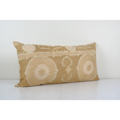 King Bed Vintage Cotton Suzani Pillow Cover, Exquisite White Washed Pink Suzani Bed Pillow Cover, Pastel Uzbek Bedding Cushion 19'' x 37''