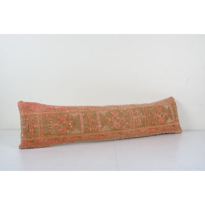 Extra Long Turkish Carpet Pillow Cover, Anatolian Rug Cushion Cover Pillow Cases Made from a Vintage Anatolian Handwoven Textile 10'' x 42''