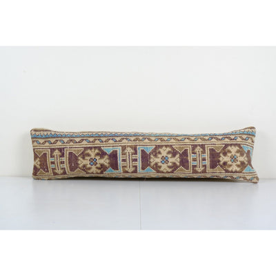 Vintage Carpet Bedding Pillow Case Made from Rustic Anatolian Vintage Rug, Designer Hippie Cushion 10'' x 38''
