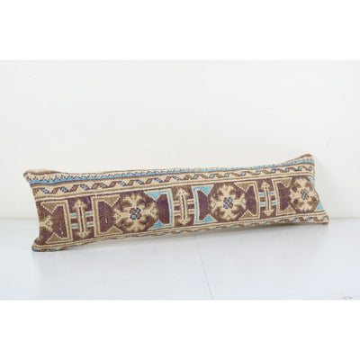 Vintage Carpet Bedding Pillow Case Made from Rustic Anatolian Vintage Rug, Designer Hippie Cushion 10'' x 38''