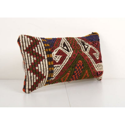 Lumbar Cicim Pillow Cover, Bedroom Decor -Small Jajim Pillow Throw Pillow 8'' x 16''