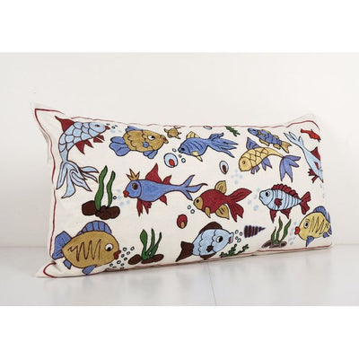 Tashkent Suzani Animal Bedding Pillow Case Made from Suzani, Aquarium Tashkent Cushion Cover 18'' x 35''