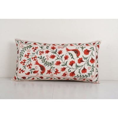 Tashkent Suzani Animal Bedding Pillow Case Made from a 19th Century Suzani - Lumbar Bird Cushion Cover - Hippie Long Pillow Case 18'' x 34''