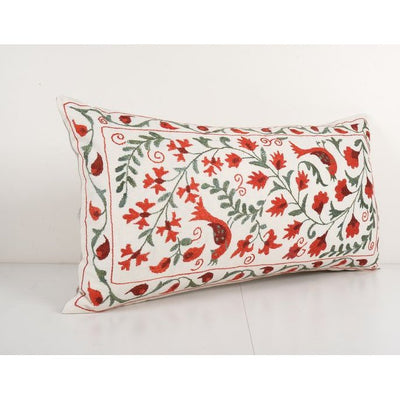 Tashkent Suzani Animal Bedding Pillow Case Made from a 19th Century Suzani - Lumbar Bird Cushion Cover - Hippie Long Pillow Case 18'' x 34''