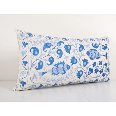 Bohemian Fish Figured Cotton Pillowcase, Ethnic Animal Pattern Designer Cushion - Hand Embroidered Pillow Cover 18'' x 34''